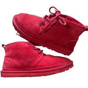 UGG Neumel Red Suede Lace Up Slipper Boots Mens 7